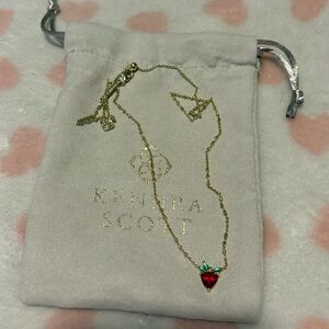 Strawberry Gold Short Pendant Necklace in Dark Pink Crystal